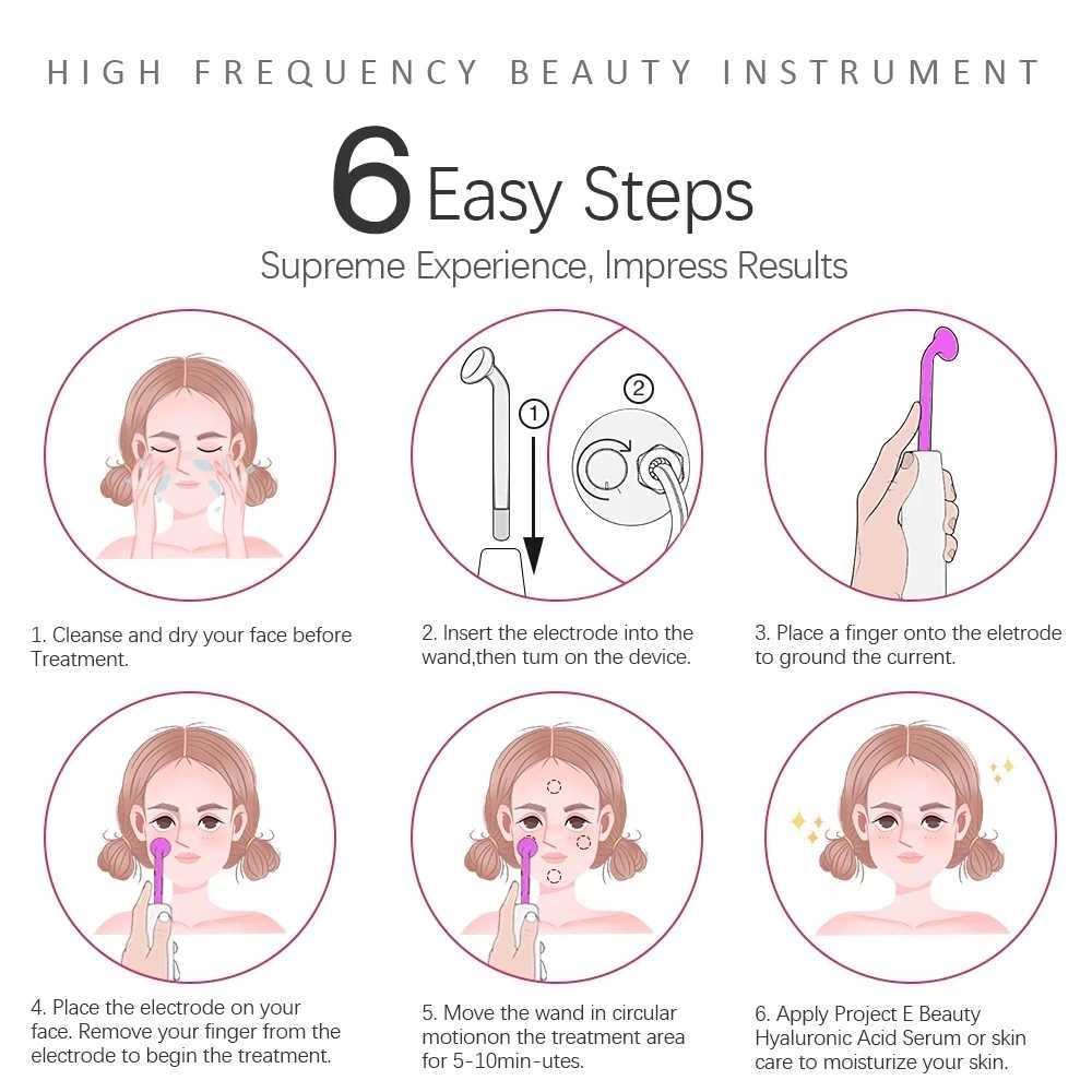 4pcs High Frequency Facial skin care wand device Acne Treatment Tool HF Hair Care Device Professional Kit with gift BoxXJ250113
