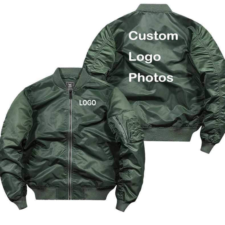 Custom Design Bomber Jacket Men DIY Print Zipper Coat Windproof Thick Warm Jacket Unisex Military Jacket Flight Coat X250113
