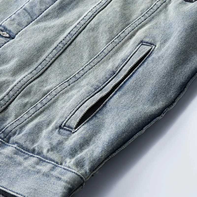 Autumn Winter Denim Jackets Men Fashion Letter A Embroidery Design Washed Vintage Mens Jacket Coat Oversize Mens Clothing X250113