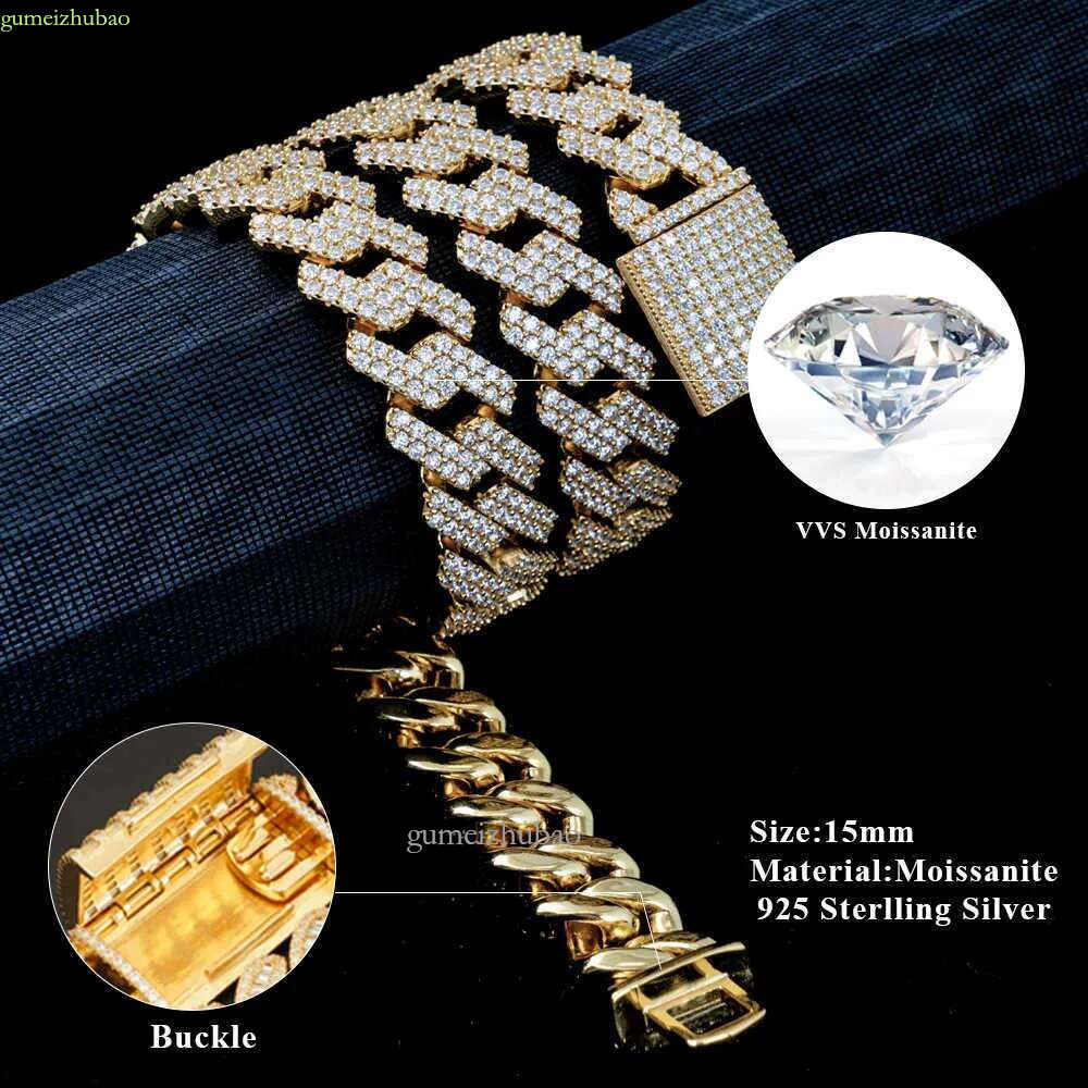 Custom Pass Test Vvs Moissanite Dia Cuban k Chain 10mm 12mm 15mm 18mm 20mm Hip Hop Necklace Men Jewelry