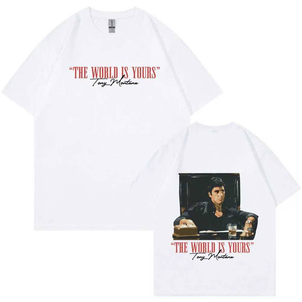 Classic Movie Scarface T-shirt The World Is Yours Tony Montana Al Pacino T-shirts Mens Women Vintage Gothic Oversized T Shirts X2501135
