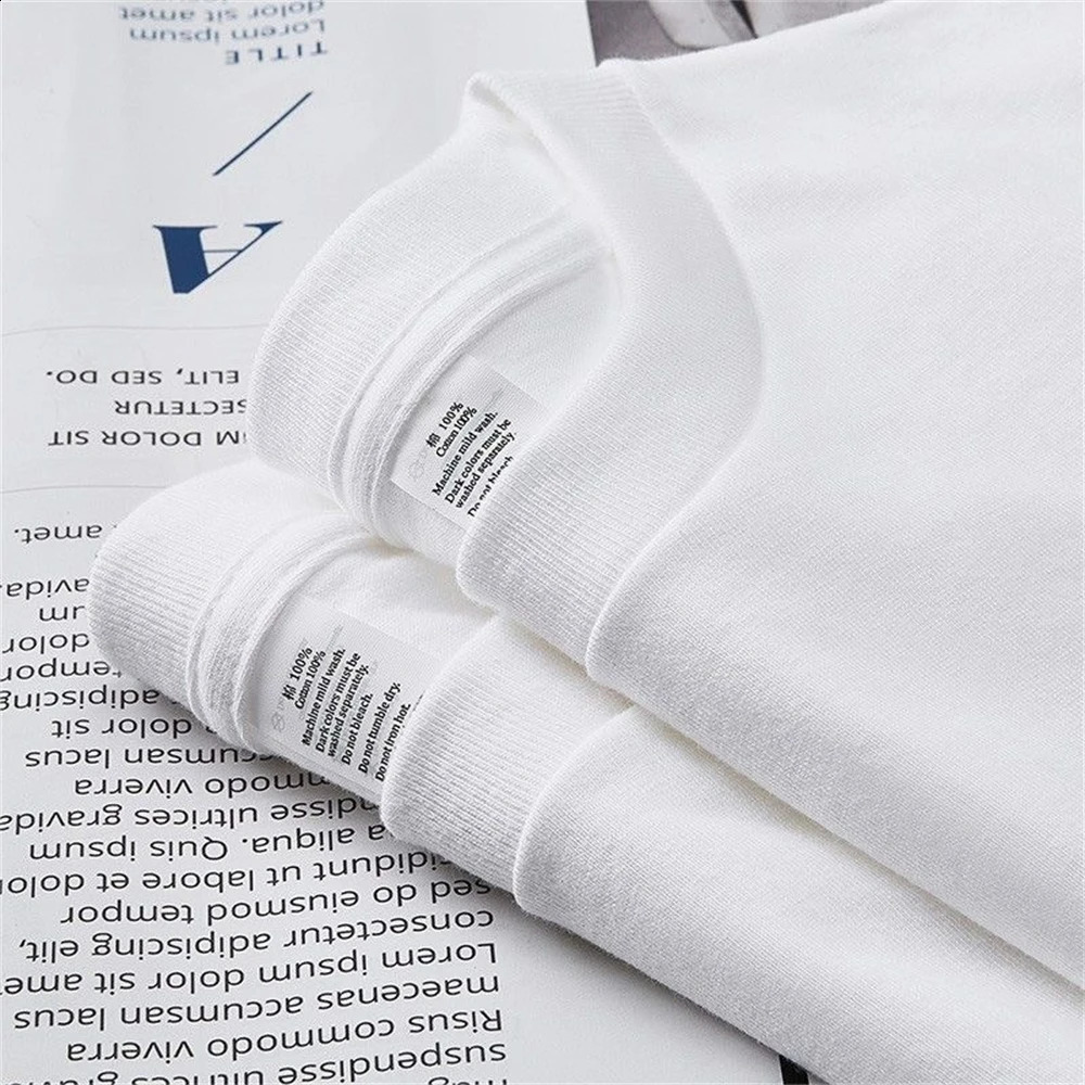 2PCS 100 Cotton Solid T Shirts Mens and Womens Short Sleeve White Tees Casual Breathable Loose Round Neck Tshirt Couple Tops 250113