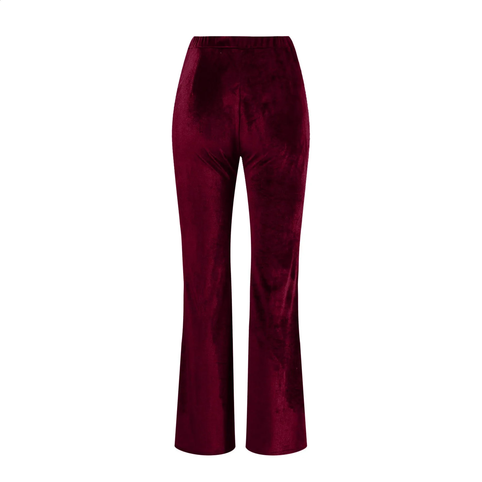 WomenS Pants Velvet Flared High Waisted Skinny Hose Versatile Straight Trousers Autumn And Winter Warm Pantalones 250102