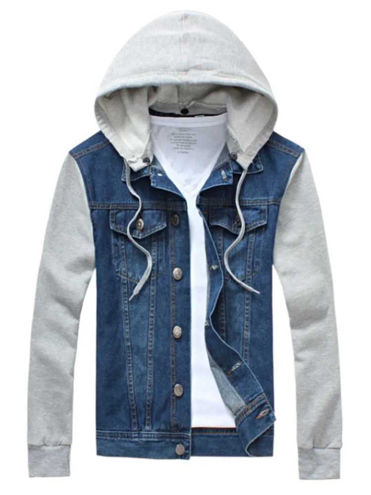 Mens casual denim jacket hooded jacket trendy and personalized simple mens jacket loose size fashionable denim top X250113