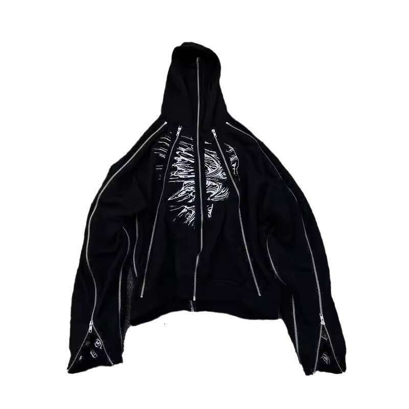 American style new street trend high craftsmanship dark Harajuku Y2K zipper with cap loose unisex bathroom