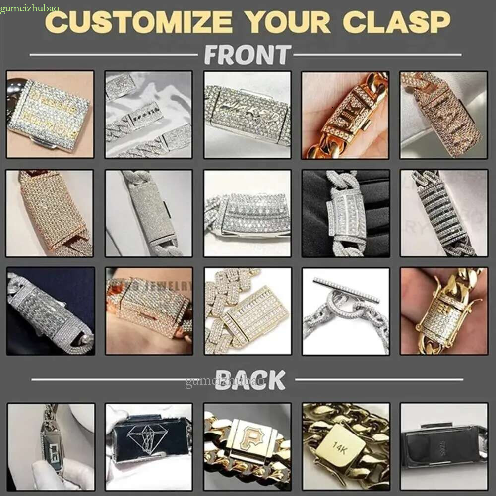 Hip Hop Rapper Mossanite Necklace Jewelry Vvs Sterg Sier 20mm Black Dia Moissanite Cuban k Chain