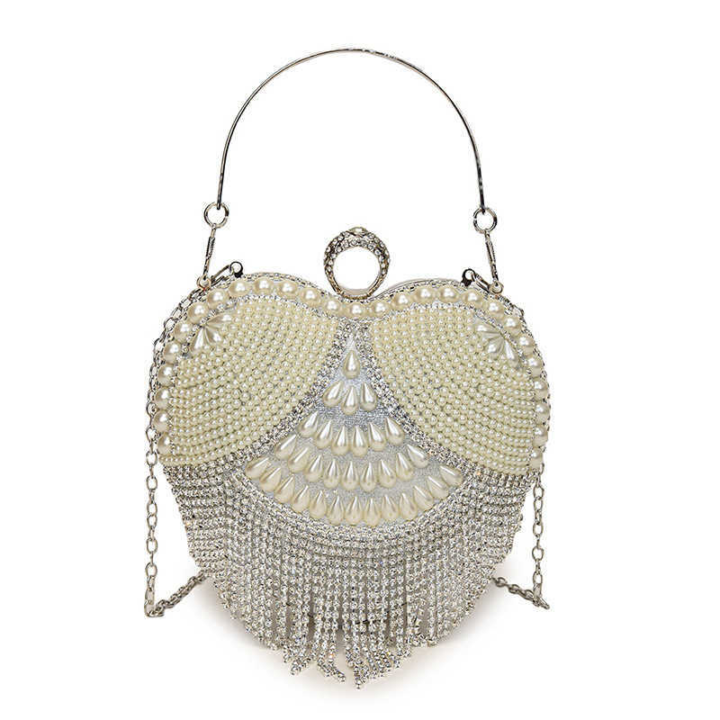 Bags Women's Bag 2024 New Fashionable Water Diamond Tassel Love Internet Celebrity Chain Crossover Banquet 250113