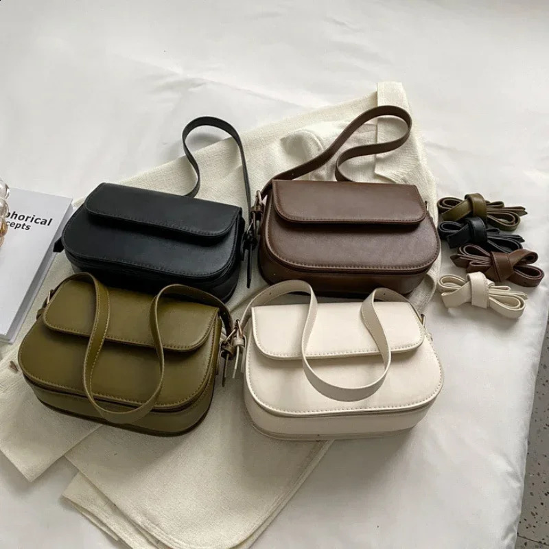 Advanced Texture Retro Small Saddle Bag Women 2024 All-Match Messenger Bag Fashion Underarm Bags Square Sling Bag 250106