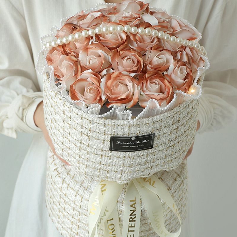 Artificial Flower Rose Bouquet Eternal Flowers Rose Carnation Bouquet Valentine's Day Gift Box Wedding Decoration Graduation