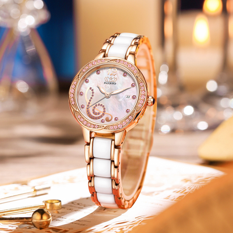 Stylish Women's Watch with Automatic Movement, Musical Notes, and Date Display
