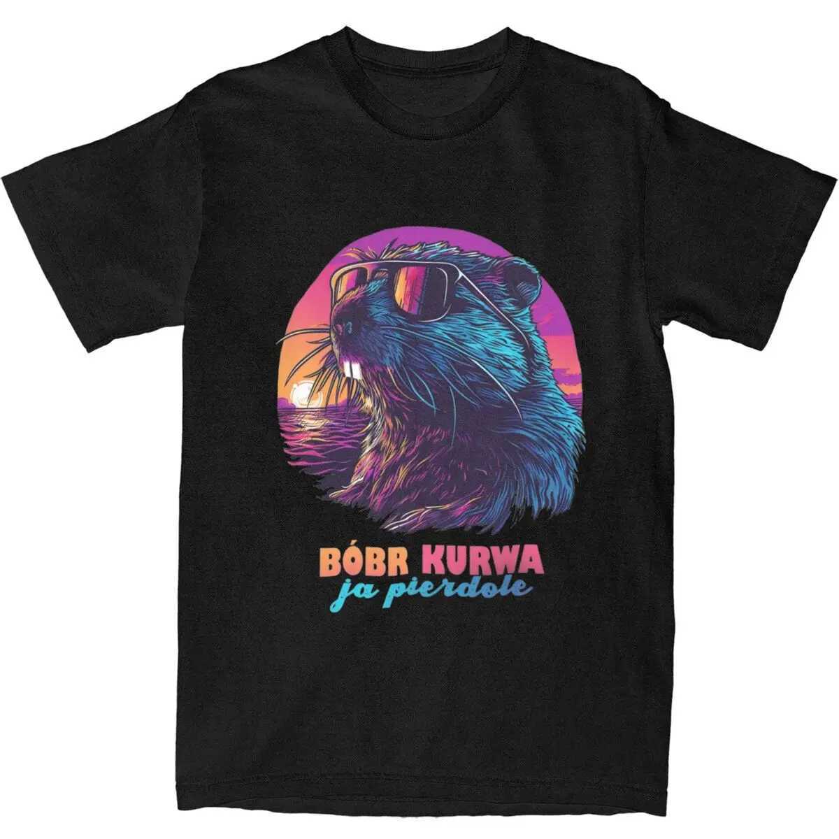 Couple T Shirt Synthwave Polish Beaver Meme Bobr Bober Kurwa T-Shirts Novelty Summer Tee Shirt Streetwear Design Cotton Tops X250113