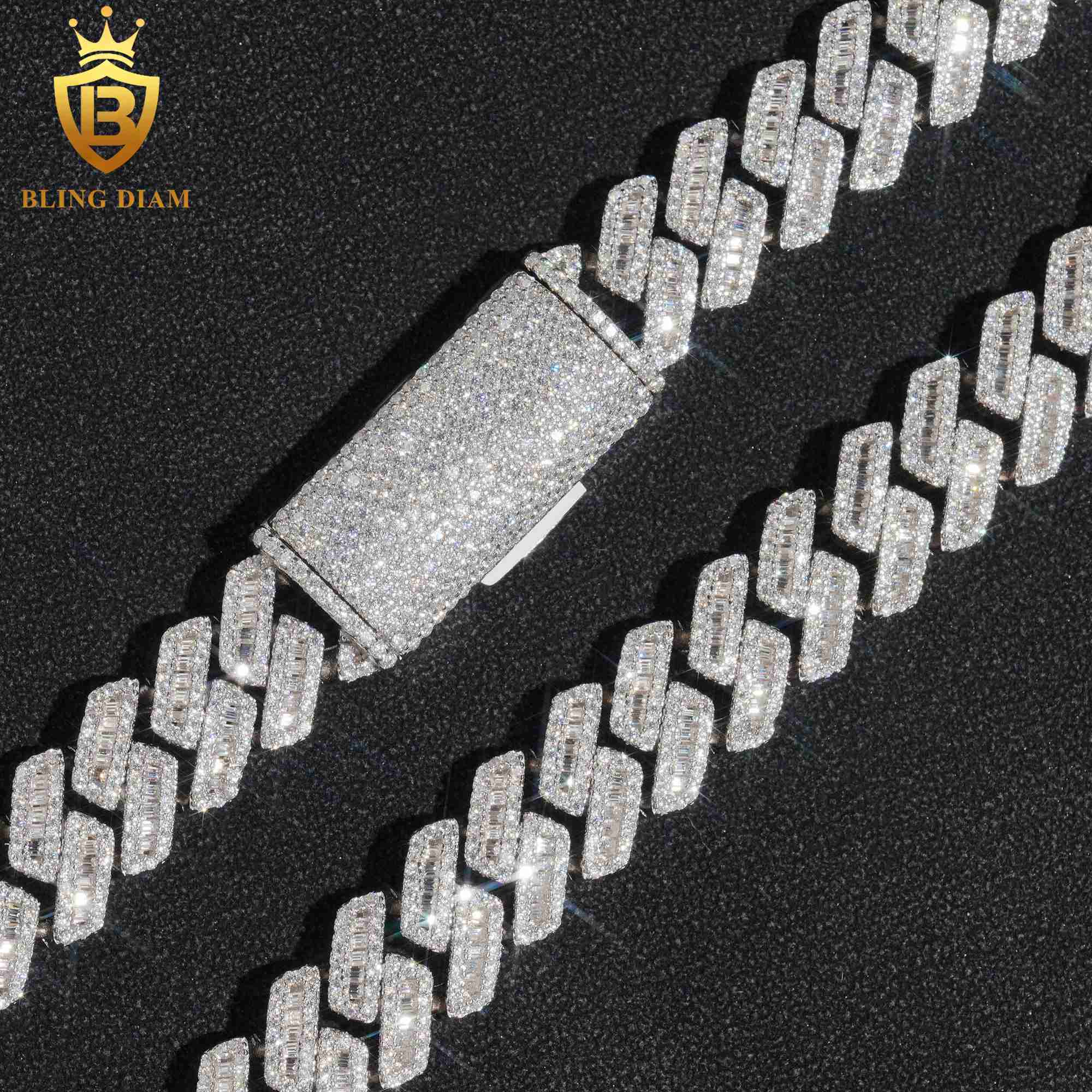 New Fashion Miami Hip Hop Necklace Cuban Link Chain 12MM Pass Diamond Tester 925 Sterling Silver