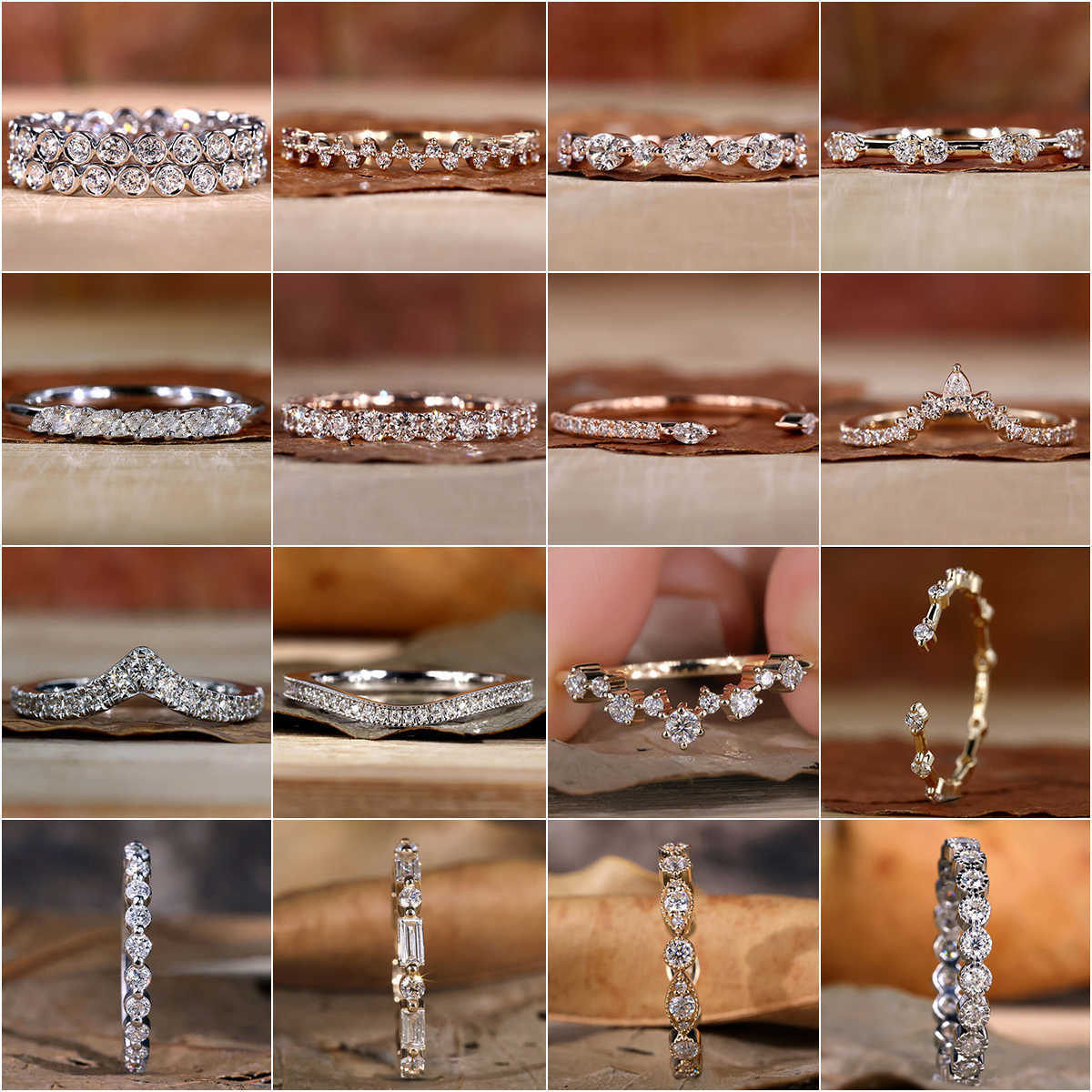 Custom Vvs Lab Grown Created Diamond Wedding Ring Band Women Set 10K 14K 18K Solid Gold Cured Eternity Wedding Ring Fine Jewelry