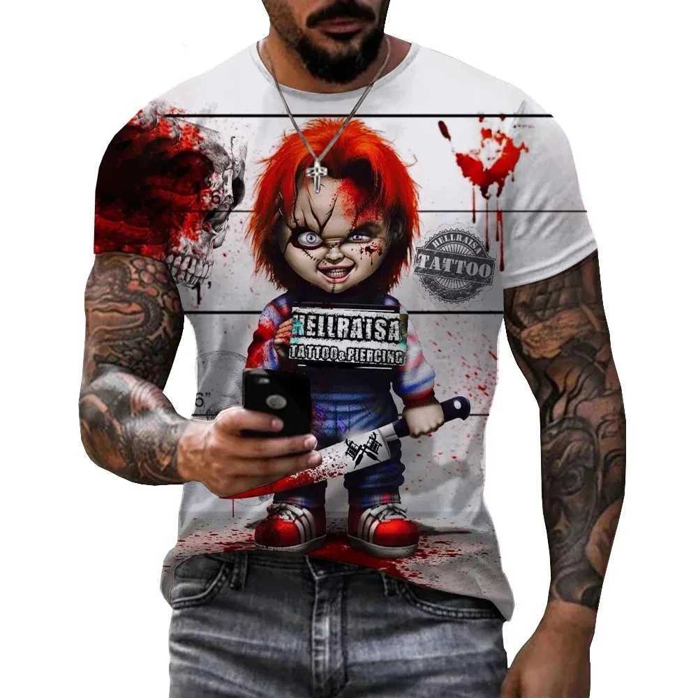 New Horror Movie Summer Bride of Chucky 3D Printed Fashion Short Sleeve T-shirt Casual Round Neck T Shirt Men Women Harajuku Top X250113