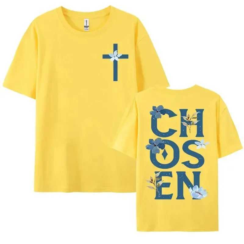Chosen Floral Aesthetic Bible Verse T-shirts Womens Trendy Christian Clothing T Shirt Mens Fashion Retro Style Classic T-shirt X250113