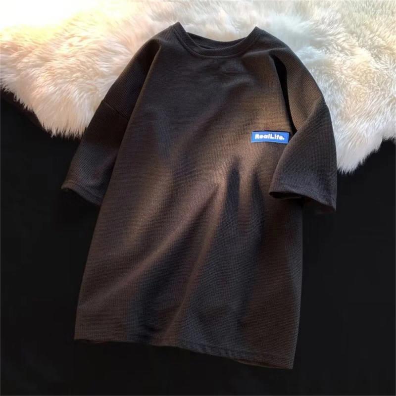 Mens T Shirts Cool Waffle T-shirts For Men Basic Tee Casual Shirt Oversized Tops Gray Quality Unisex Short Tshirts Tees Clothing