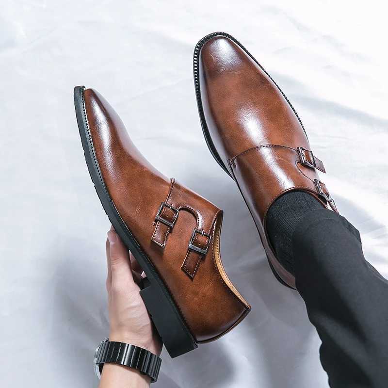 Sharp Pointed Leather Shoes for Men Korean Versi Trendy British Style e Foot Business Casual Formal Mens ShoesXJ250113