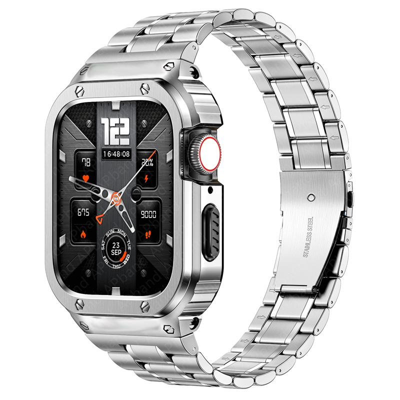 Stainless Steel Case+Strap For Apple Watch Band 44mm 45mm 49mm 40mm Bumper Cover Accessories iwatch Ultra 2 series 8 3 6 SE 7 9