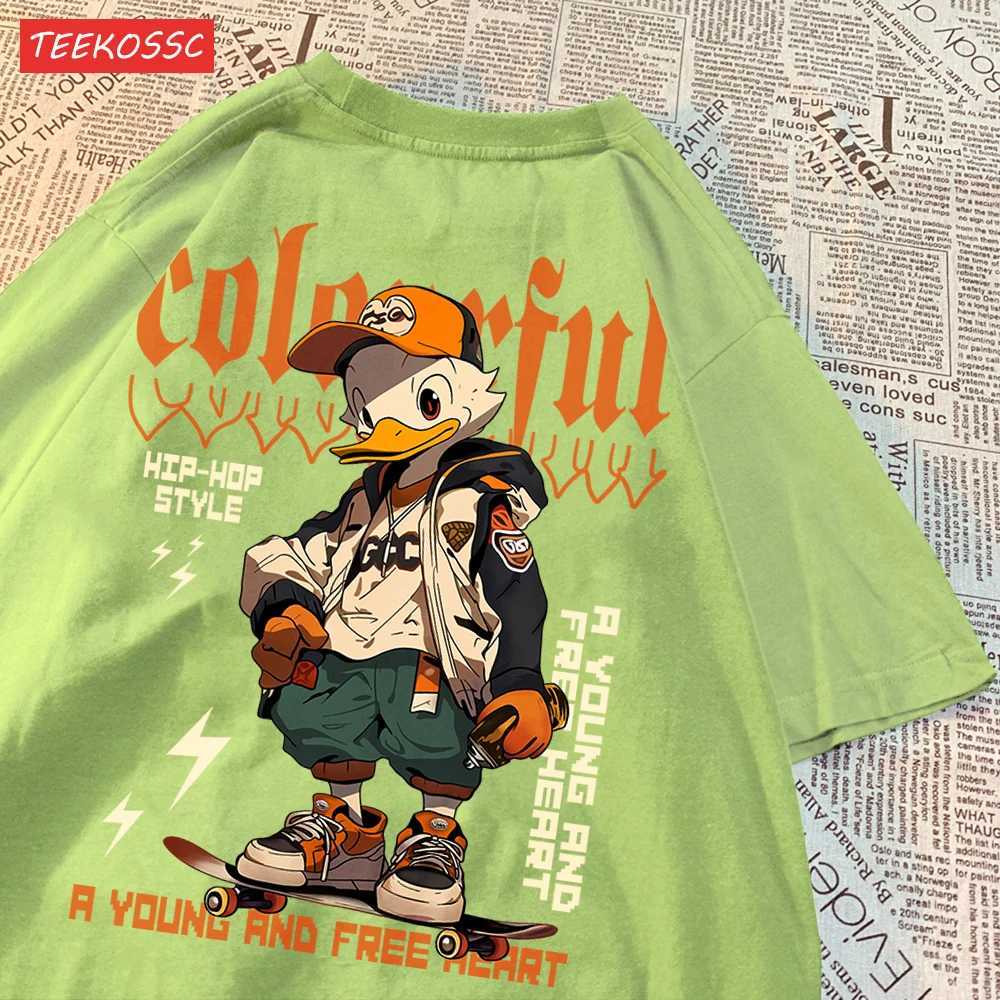 Handsome And Cool Duck Pattern Printing T-Shirt Cotton Fashion T-Shirt WomenS Trendy Cool Clothes Breathable Cartoon Tees X250113