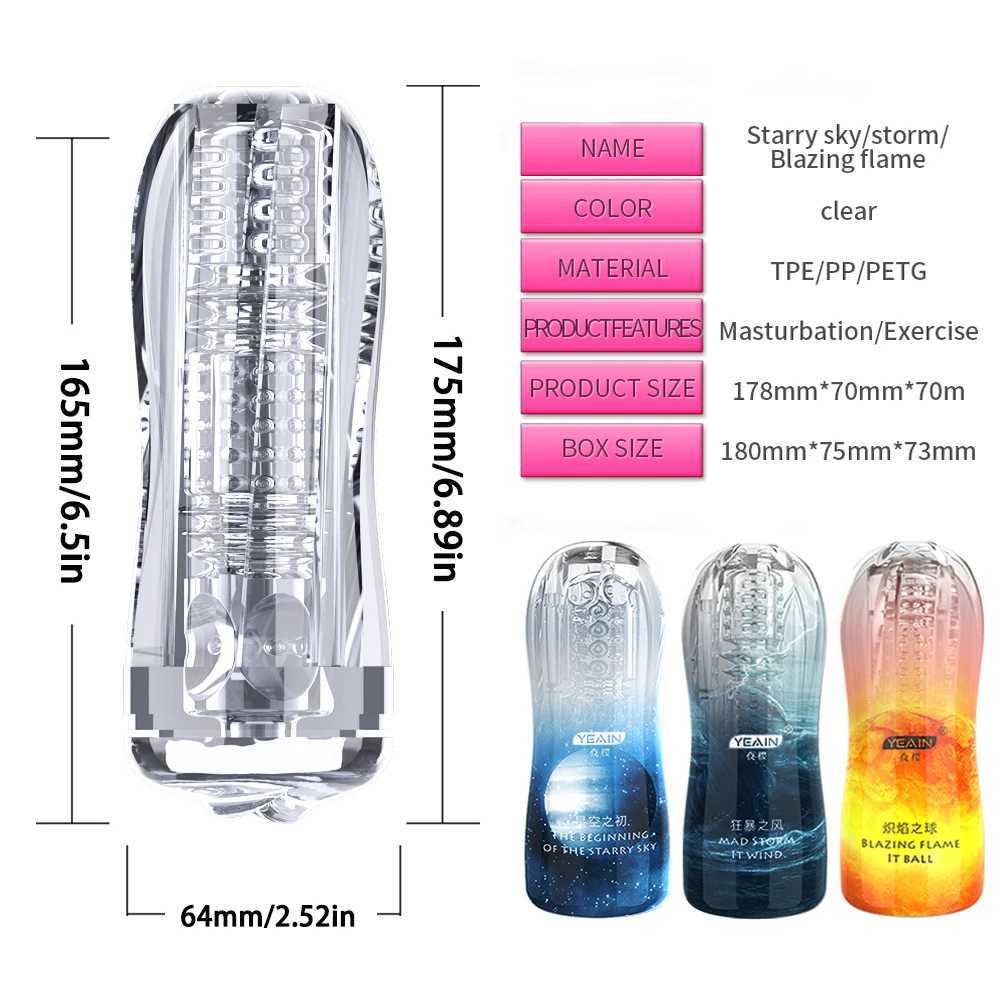 Male Masturbator Soft Pussy Adult Endurance Exercise Sex Products Transparent Vagina Vacuum Sucking Pocket Cup Sex Toys for MenXJ250113