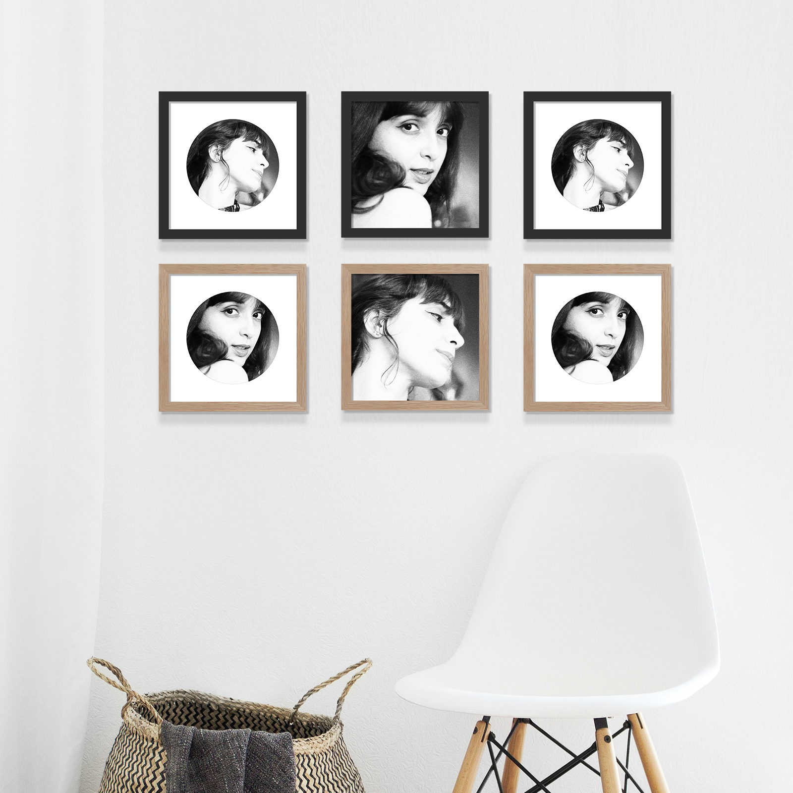 1/3pcs Picture Frame, Display 6 -Round With Mat or 8x8 Without Mat, Multi Collage Gallery Square Photo Frame For Wall H260306