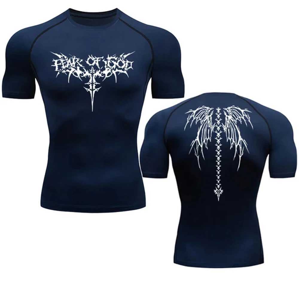 Mens Compression Shirt Anime Print Gym Sport Quick Dry Gym TShirts Fitness Athletic Undershirts Elasticity Tops Tee Summer Male X250113