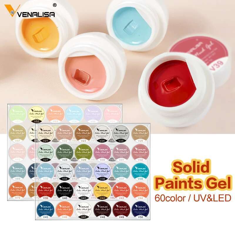 30/60pcs Set Venalisa Mud Creamy Texture Full Coverage Manicure Soak Off UV LED Pudding Gel Polish Beauty Nail Art