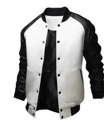 Cool College Baseball Jacket Men 2017 Fashion Design Black Pu Leather Sleeve Mens Slim Fit Varsity Jacket Brand Veste Homme X250113