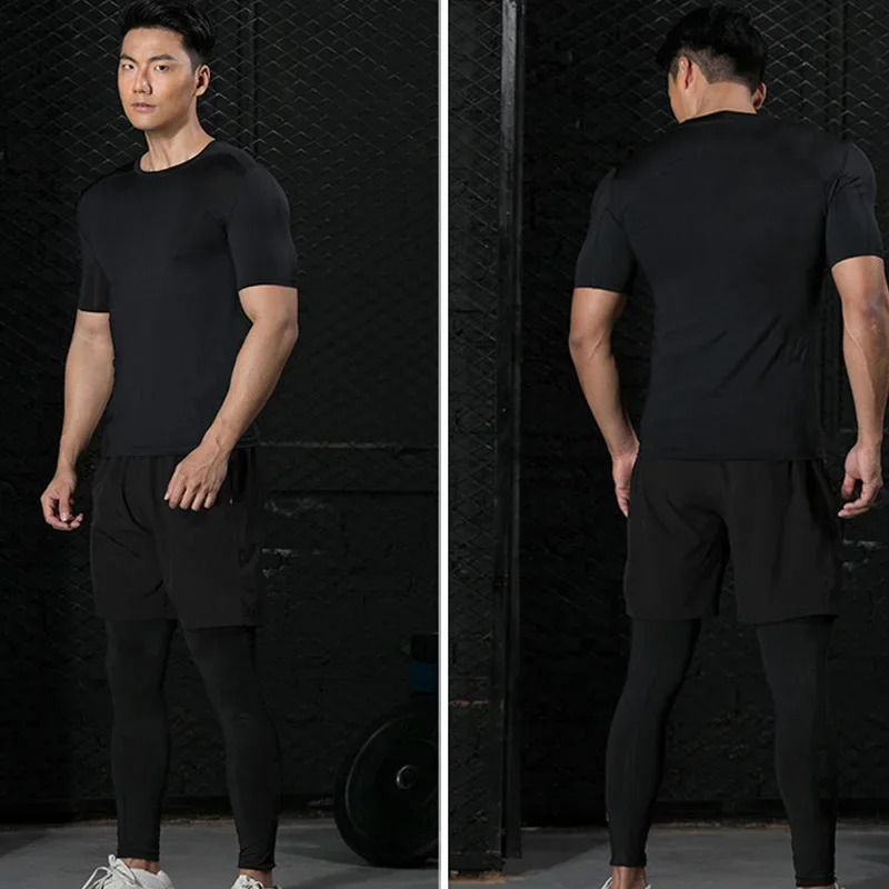 Mens Compression Shirts Summer Short Sleeves Tees Tshirt Gym Workout Fitness Running Tops Undershirts Baselayer Sportswear 250113
