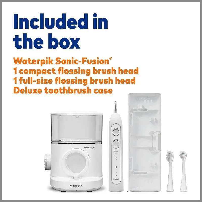 QWWaterpik Sonic-Fusion 2.0 Professional ssing Toothbrush,Electric Toothbrush and Water sser Combo In One,White