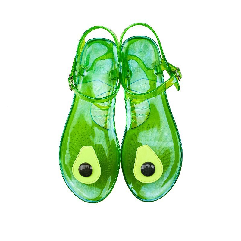 Sandals Round Head Foreign Trade New Ins Fruit Jelly Sandals Women's Non slip Soft Bottom PVC Beach Sandals Lemon