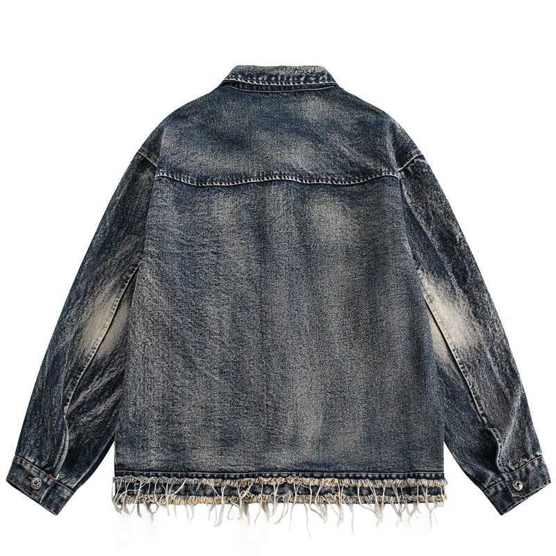 Men Autumn Denim Jackets Men Casual Loose American Retro Wasteland Style Jean Coats Street Hip Hop Punk Multi Pocket Cowboy Tops X250113