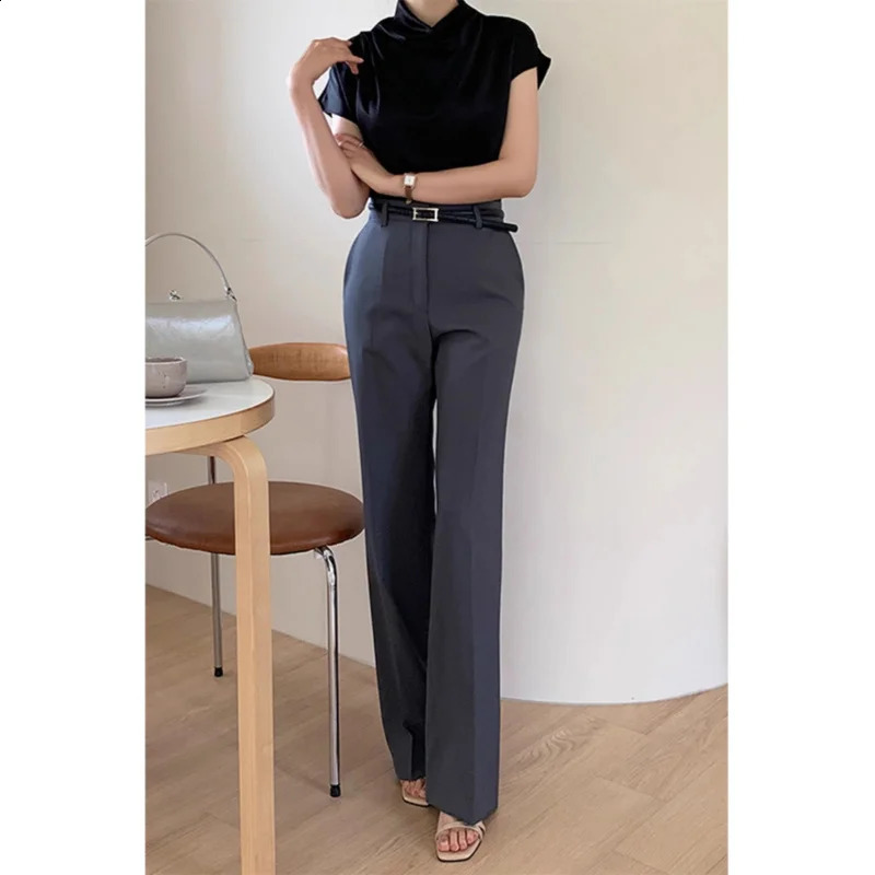 High Waist WideLeg Suit Pants Spring and Autumn Professional Zipper StraightLeg Small Loose Slimmin 250102