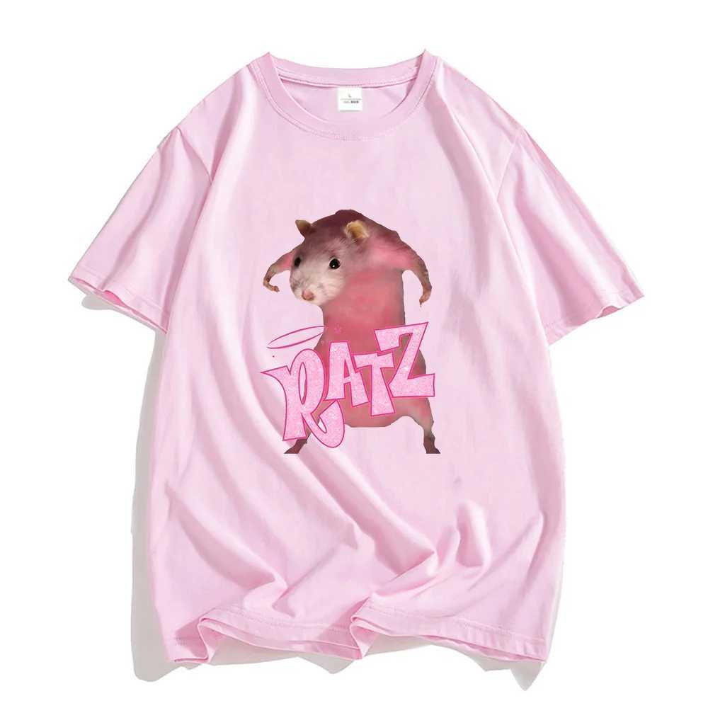 Ratz Pink Cartoon T-shirt 100% Cotton Short SLeeve Mens Tee-shirt Casual KAWaii Summer O-neck Tshirt Cute Male Soft Shirts X250113