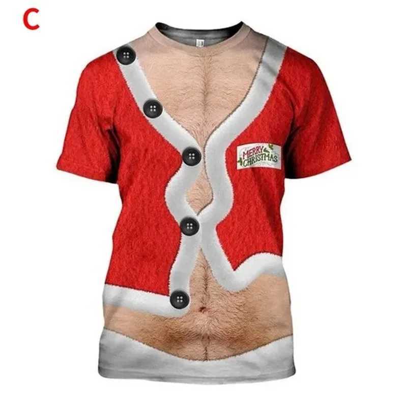 3D Print Funny Graphic T Shirts All Over Printed Hairy Ugly Christmas T Shirts For Men Casual Short Sleeve Streetwear Tee Tops X250113