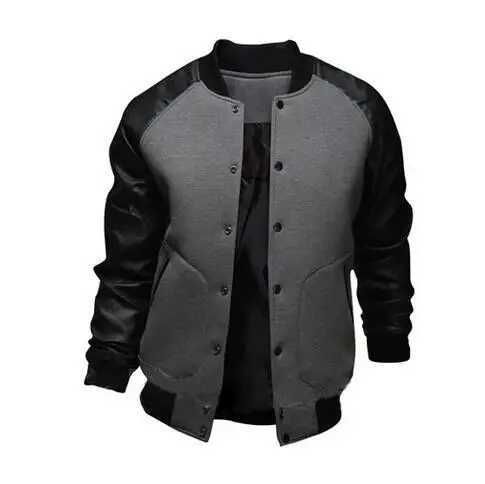 Cool College Baseball Jacket Men 2017 Fashion Design Black Pu Leather Sleeve Mens Slim Fit Varsity Jacket Brand Veste Homme X250113