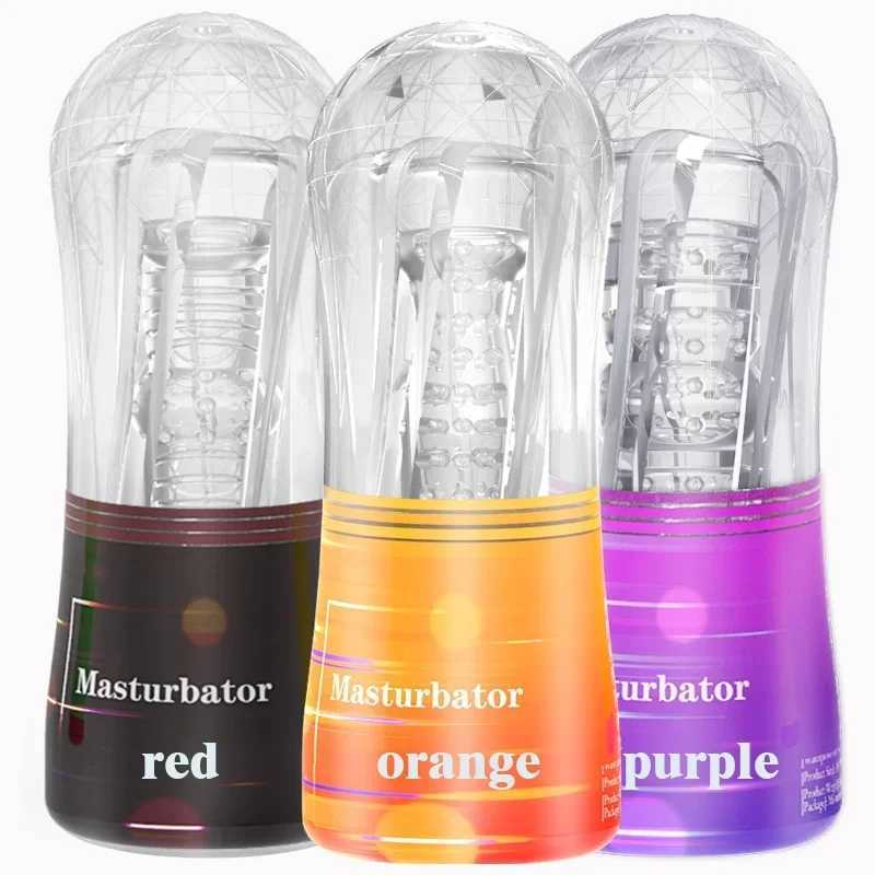 Male Masturbator Cup Soft Silicone Pussy Transparent Vagina Adult Goods Endurance Exercise Vacuum Pocket Cup for Adults Sex ToysXJ250113