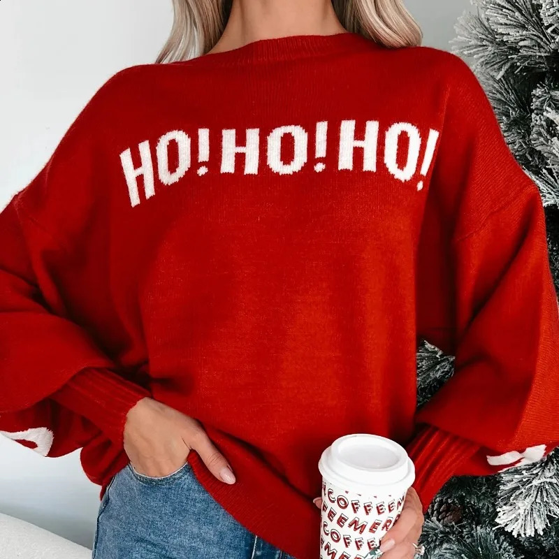 Autumn Winter Knitted Letter y Christmas Sweater Women O Neck Long Sleeve Loose Casual Versatile Street Pullovers 250113