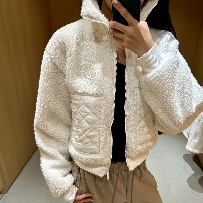 2025 Fashion Winter Lambskin Stand Collar Short Top Thickened High Street Zipper Jacket Men's and Women's Winter Casual Cotton-padded Jacket