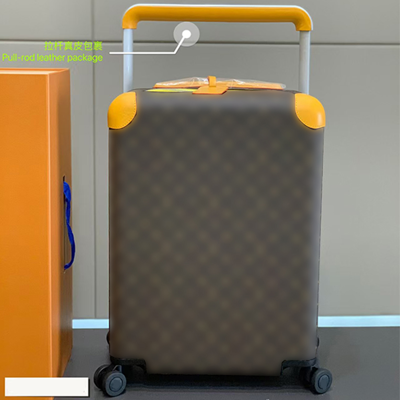 Designer luggage leather suitcase printed brown trolley case business luxury boarding box aluminum alloy trolley universal wheel case 20inch