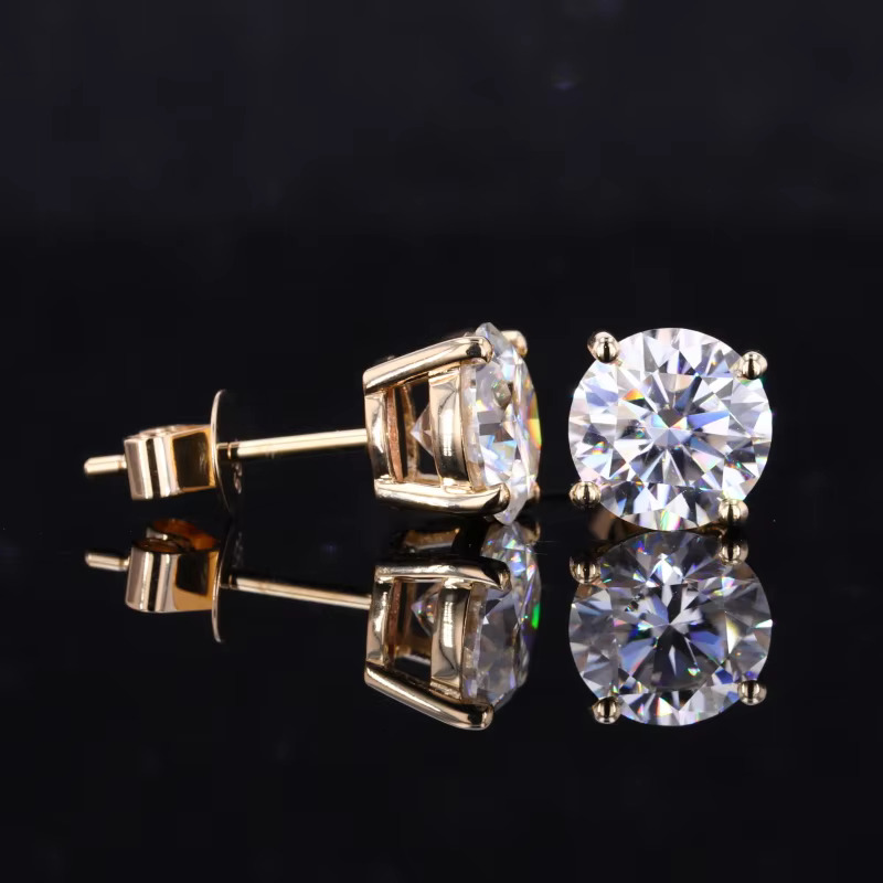 Starsgem hot sale style 10k 14k solid gold 1ct 2ct 3ct Moissanite dia Gold Stud earrings Women Fine Jewelry Earrings