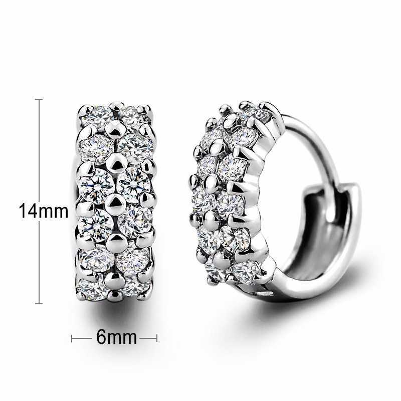 Fashion Jewelry 925 Sterling Silver Full Diamond Brilliant Zircon Micro-Insert Hoop Earrings for Women