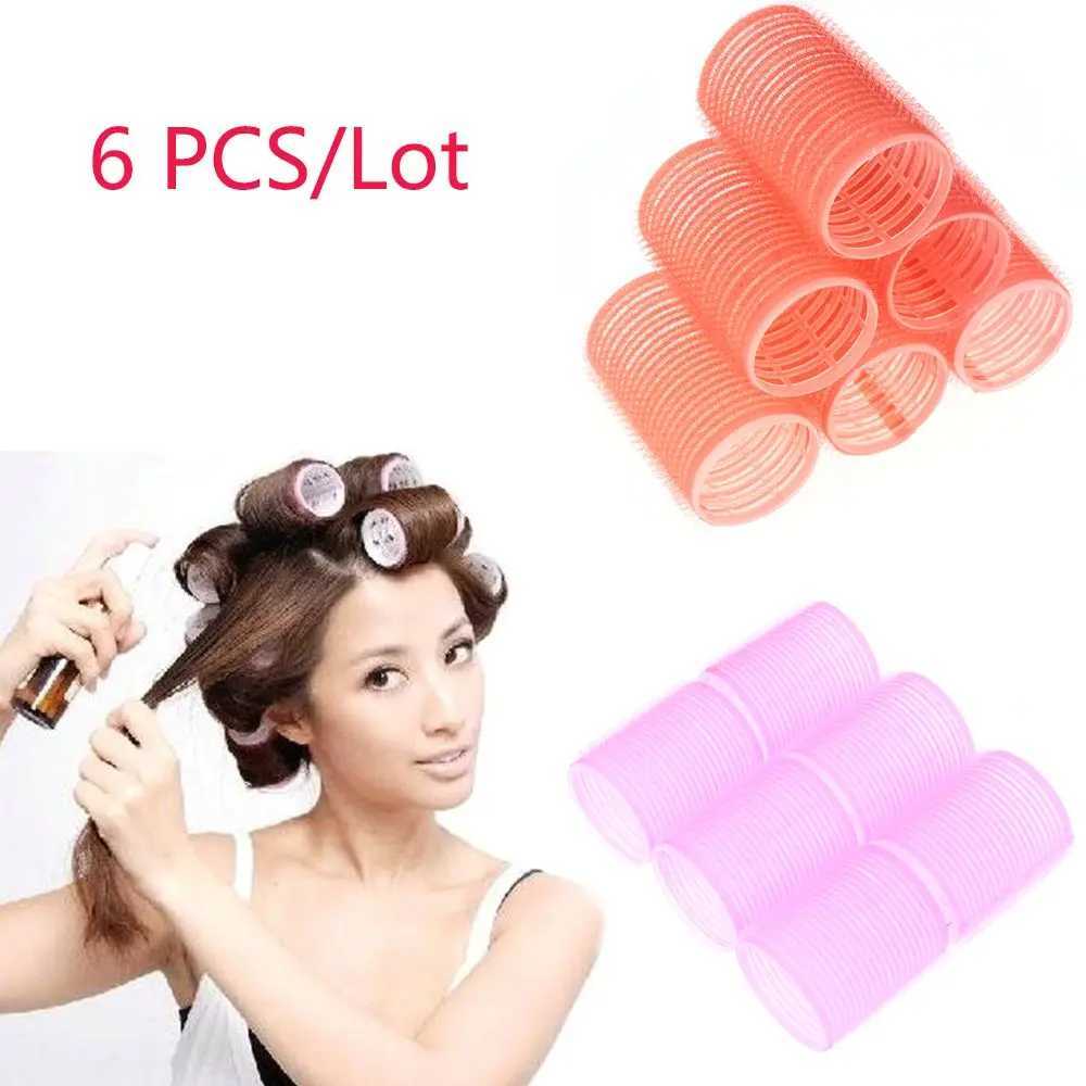 6 large self held hair curlers professional salon hair curlers hair styling tools random colors professional multiple sizes W250113