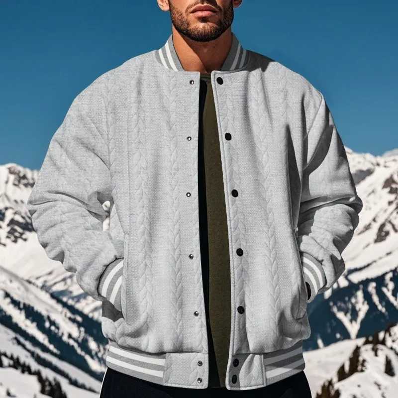 New Design Spring And Autumn Fashion Mens Solid Color Jacquard Baseball Jacket Casual Wear Button Loose Comfortable Cardigan To X250113