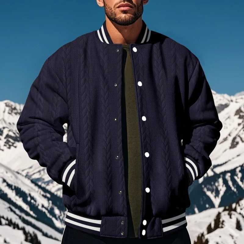 New Design Spring And Autumn Fashion Mens Solid Color Jacquard Baseball Jacket Casual Wear Button Loose Comfortable Cardigan To X250113