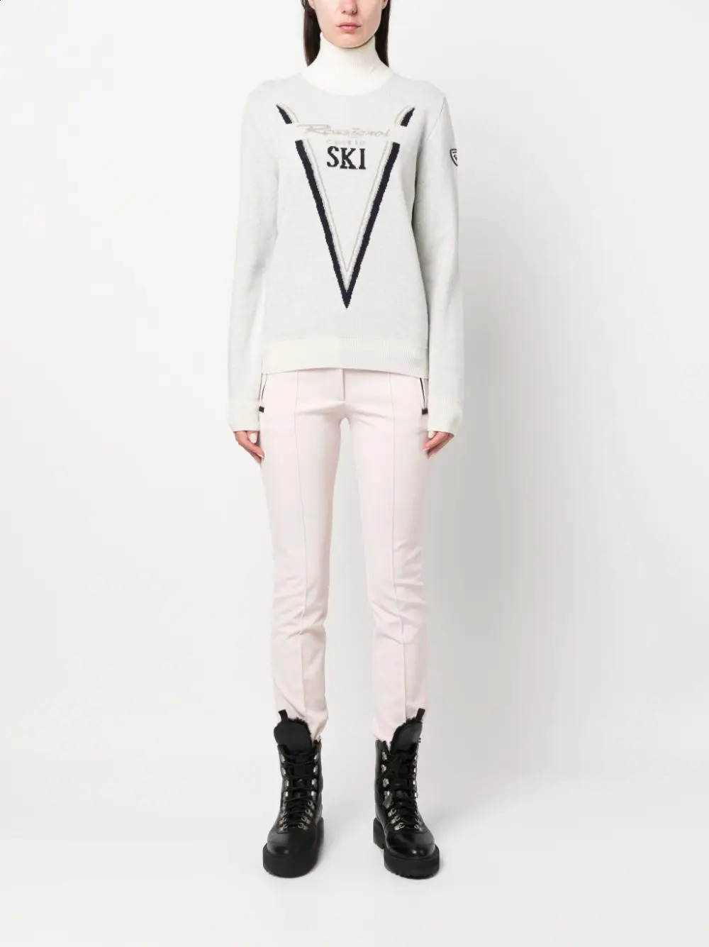 Harajuku Elegant AutumnWinter Jacquard Knitted Y2K Alphabet Stripe Fashion High Collar Slimming Womens Sweater 250113