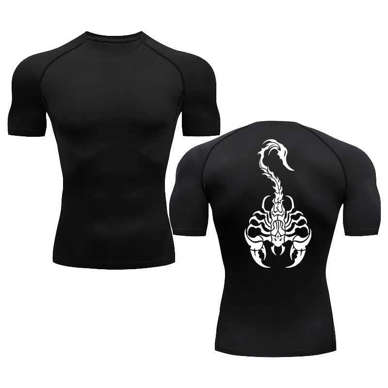 Men Scorpion Pattern Print Running Compression Short sleeve tight-fitting Sport T-shirt Gym Fitness Male Jogging Tracksuit Tops X250113