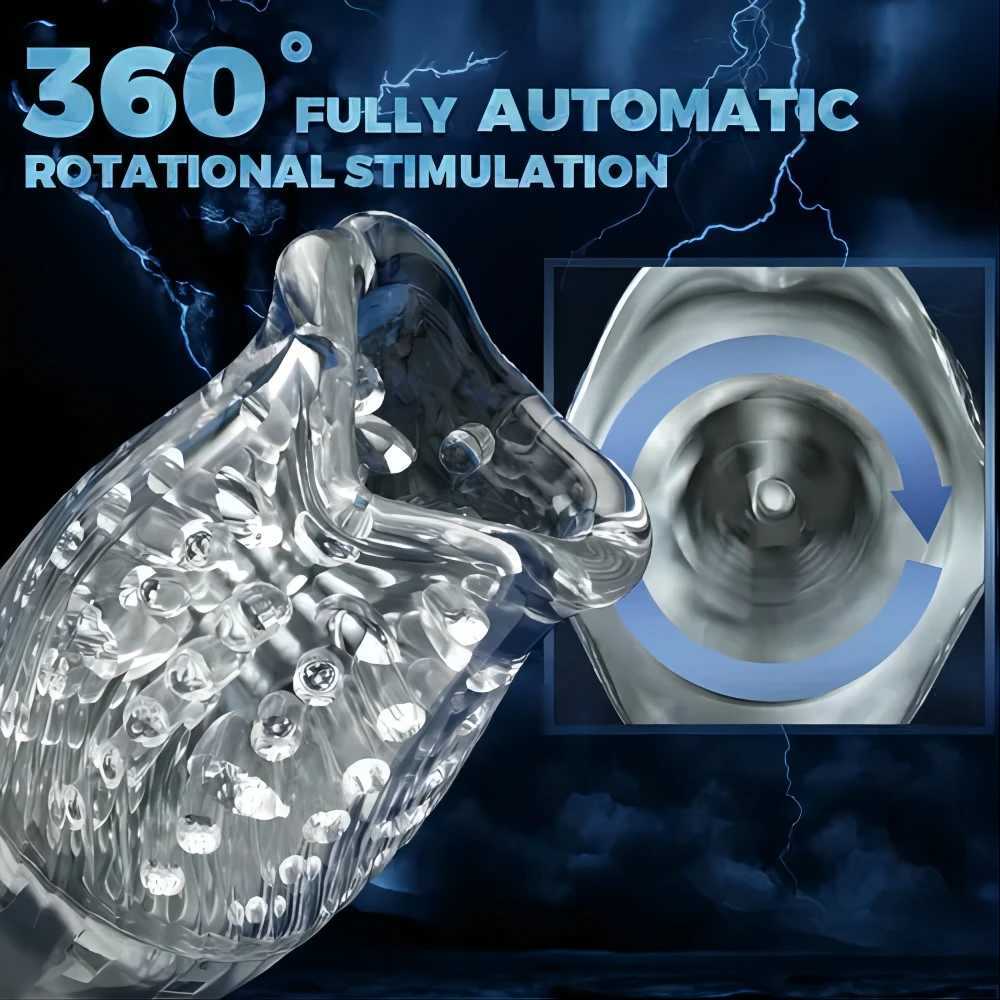 Masturbator Tornado Masturbator 10 Vibration 5 Rotation Transparant Sleeve Oral Sex Delay Endurance Masturbation Cup Sex Toys 18XJ250113