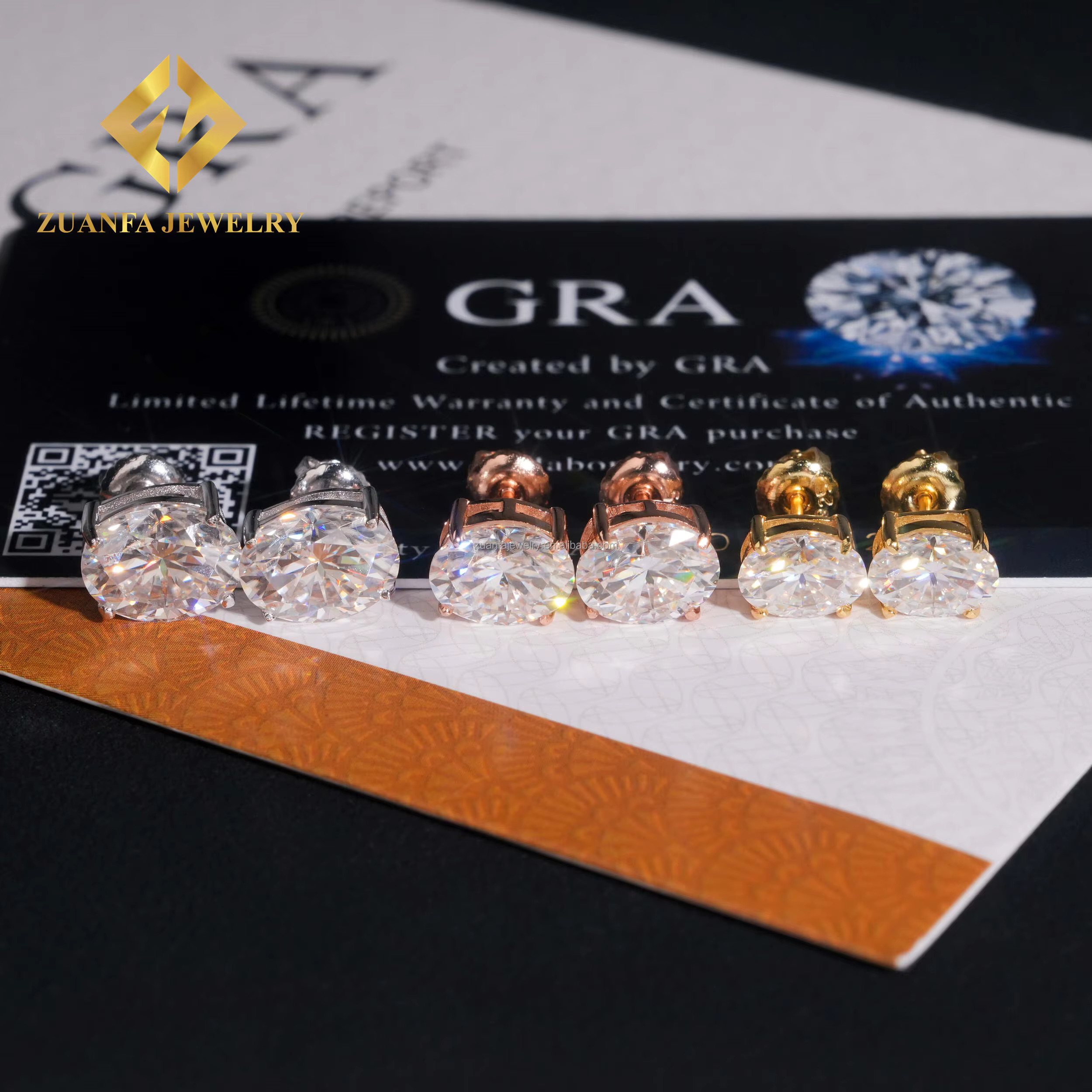 Pass Dia Tester Fashion Style Screw Back Iced Out Man Oval Crushed Brilliant Cut VVS Moissanite Hip Hop Earring