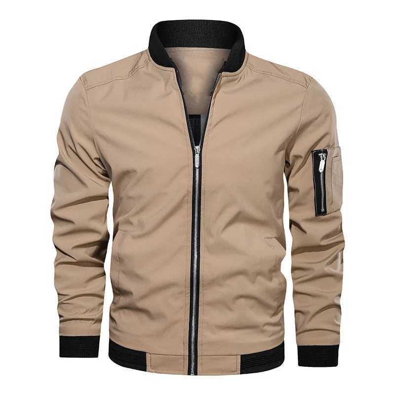 Spring Autumn Mens Business Casual Coat Solid Color Plus Size Fashion Standing Collar Slim Fit Handsome Baseball Jacket X250113